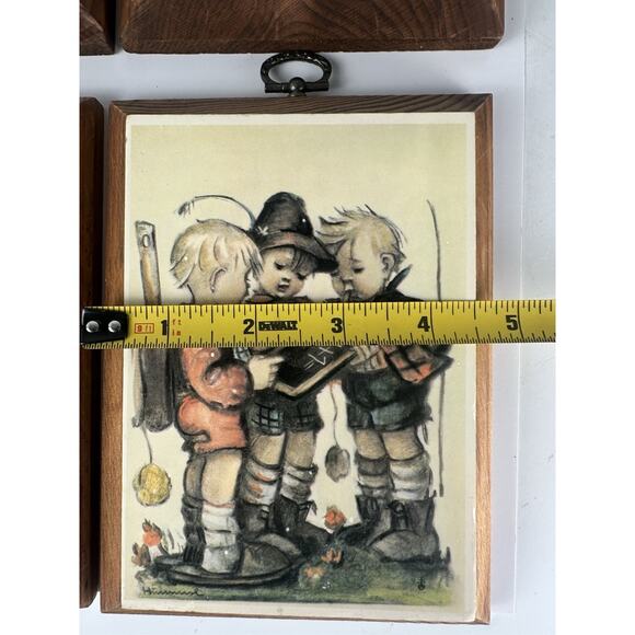 Vintage Hummel Mini Prints Wood Frame Art Pictures Retro Set Of 4 - Picture 7 of 9